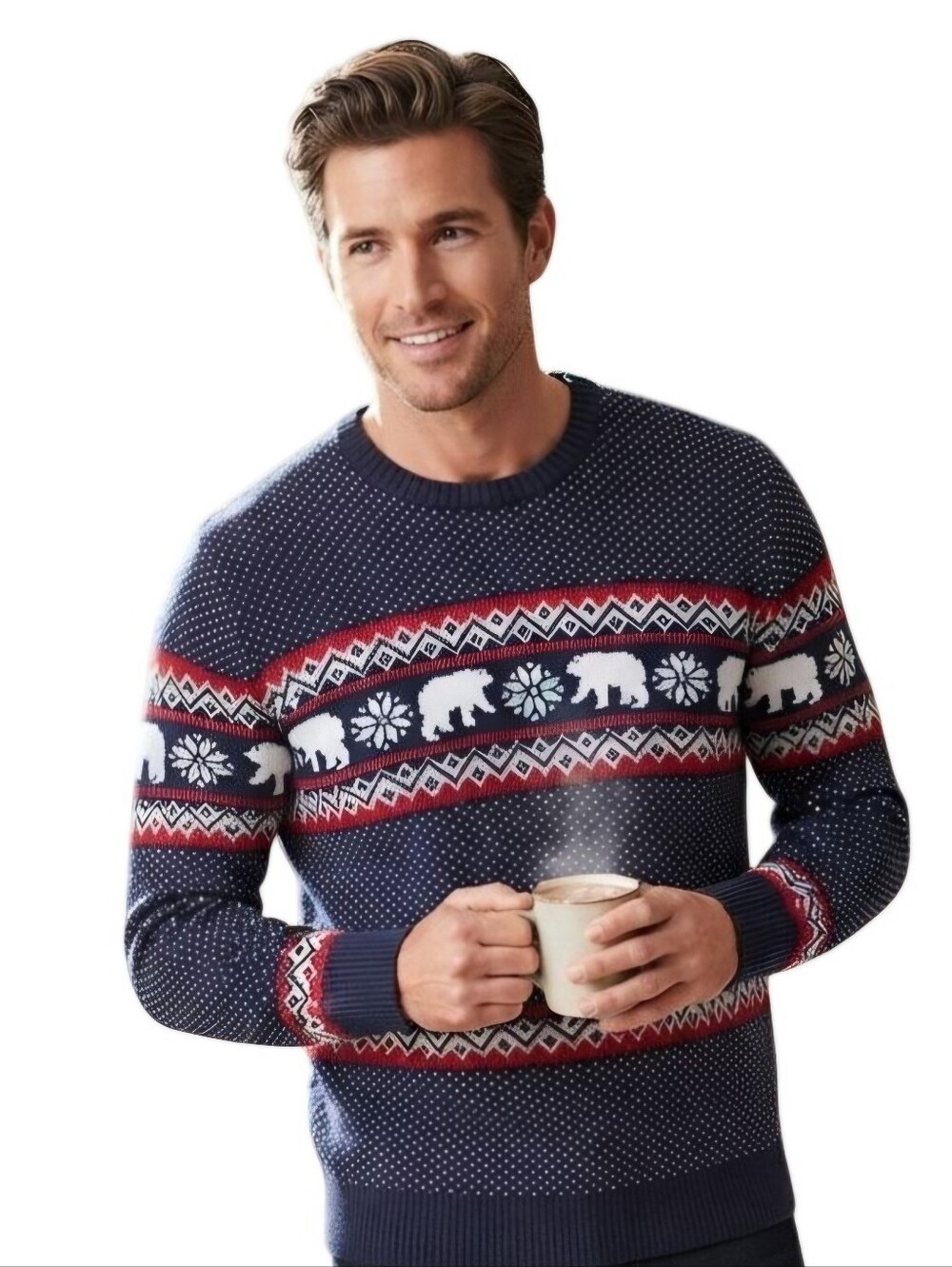Aspen Fair Isle Cotton Polar Bear Sweater Size L